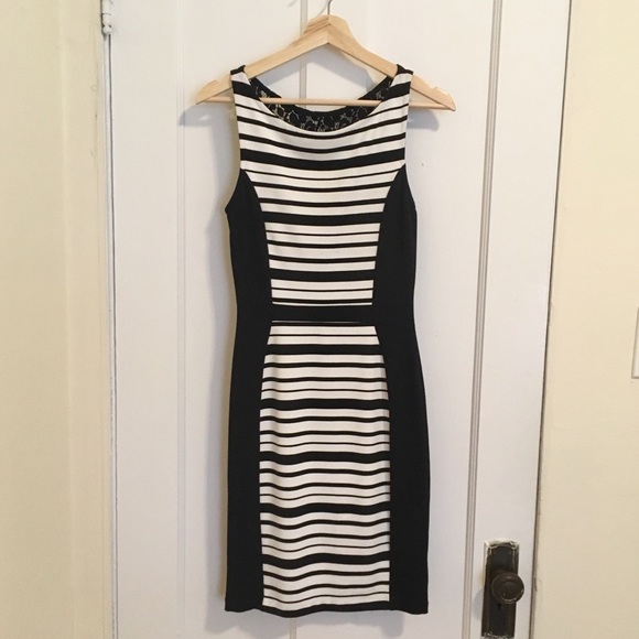 Anthropologie Striped & Lace Bodycon Dress - Picture 1 of 6